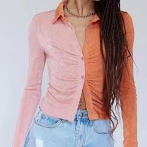 Princess Polly Pink and Orange Button Down Shirt‎